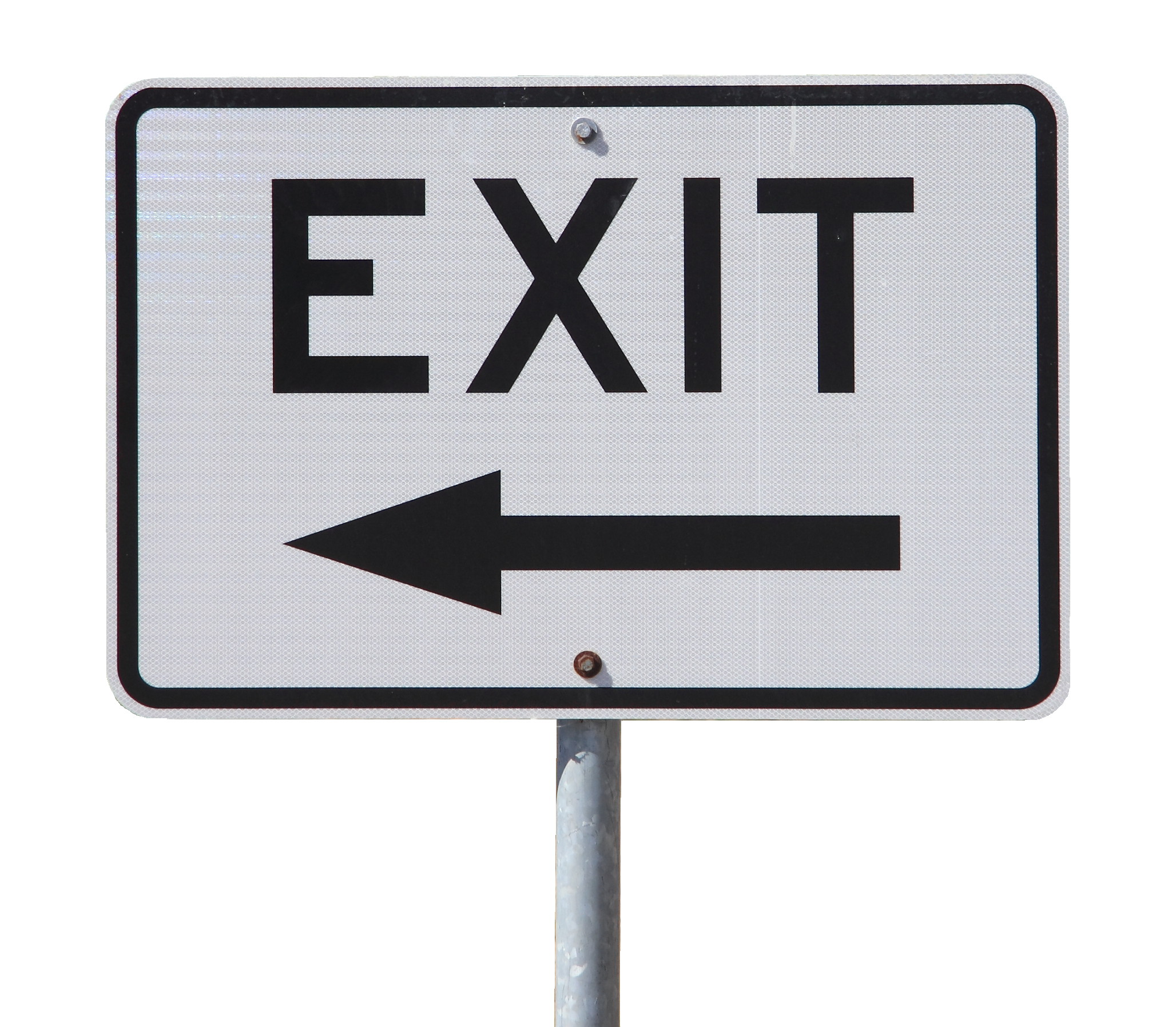 sign with exit and an arrow